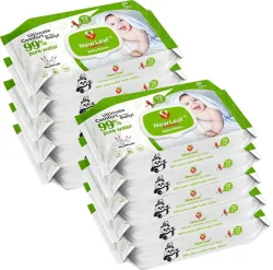 Newleaf Premium Baby Wipes | 99% Pure Water, Aloe Vera & Glycerine with Lid, Pack of 10 (720 Wipes)