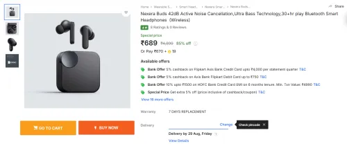 Image of Nexera Buds 42dB Active Noise Cancellation