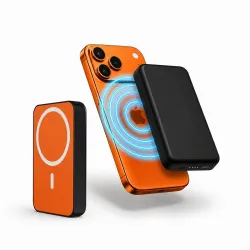 Nextech MagSafe Power Bank 10000mAh, 15W Magnetic Wireless Charging, 22.5W PD Fast Charging Type C, Slim Portable Wireless Power Bank for iPhone & Android, LED Indicator, Orange Black