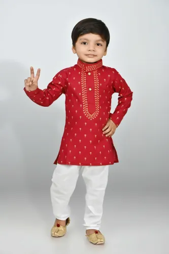 Image of NFC Boys Maroon Kurta Pyjama Set