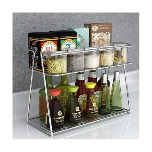 Image of NH10 DESIGNS Multipurpose Masala Stand for Kitchen Space Saver Rack and Container Organizer - 2-Tier Stainless Steel Sto