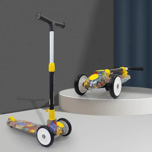 Image of NHR Colorful Graffiti 3-Wheel Kids Scooty (Multicolor, Adjustable Height)