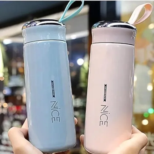 Image of Nice 400ml Glass Water Bottle (Pack of 2, Multicolor)