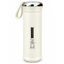 NICE Water Bottle with Glass Inner, 400 ml, Cream