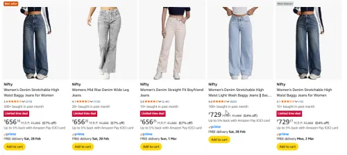 Image of Nifty womens jeans upto 67% discount 