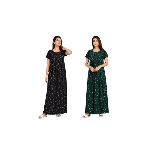 Image of Nighty for Women Pure Cotton Combo Pack of 2 Green