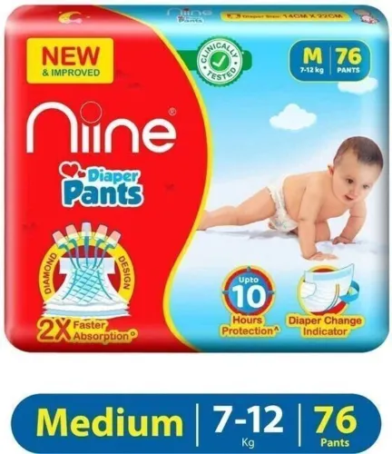 Image of Niine Baby Diapers M Size 76 Pack