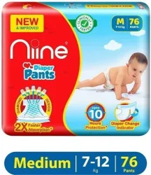 Niine Baby Diapers M Size 76 Pack