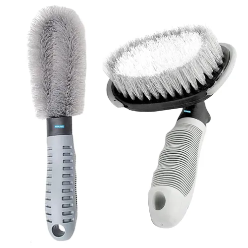 Image of NIKAVI Car Motorcycle Wheel Tire Brush Cleaning Tool Kit Set of 2
