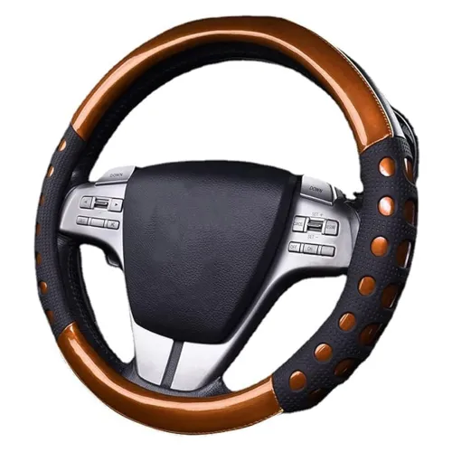 Image of NIKAVI Fashion Steering Wheel Cover - Brown Color | Size - Medium | Diameter 38 cm | D-Type | Car Steering Wheel Protect