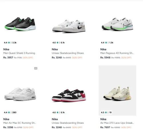 Image of Nike Men's Shoes at minimum 50% Discount