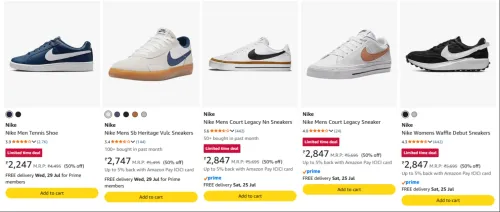 Image of Nike Men's Sneakers at minimum 50% Discount