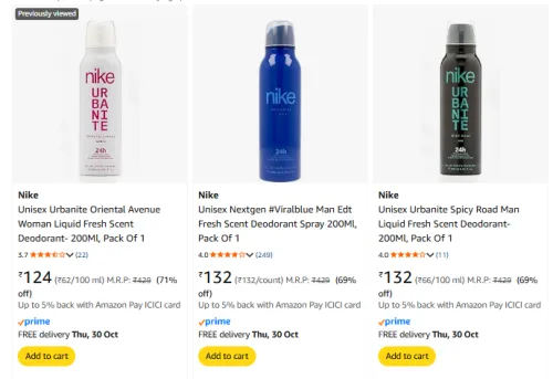 Image of nike perfume Deodorant Spray Starting @ ₹124