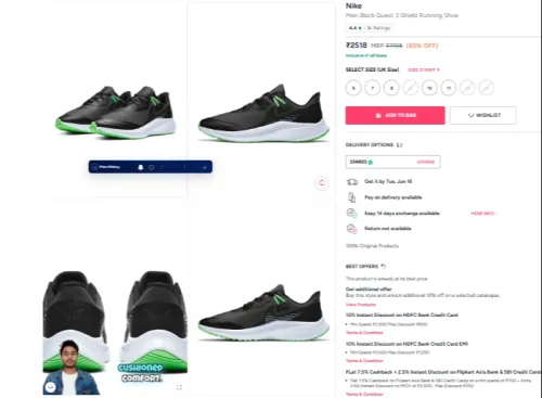 Image of Nike Men Black Quest 3 Shield Running Shoe