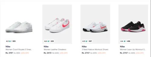 Image of Nike Shoes at minimum 45% Discount