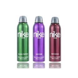 Nike Unisex Black Pepper + Incense + Patchouli Fresh Spray Deodorant For Man - Pack Of 3 (200Ml Each), 3 Count