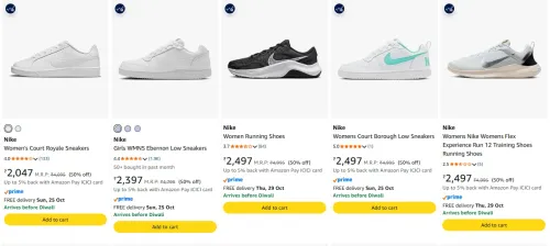 Image of Nike women's shoes at minimum 50% Discount