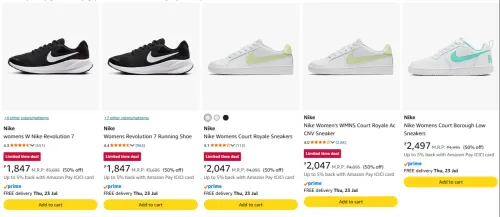 Image of Nike Women's Shoes at minimum 50% Discount