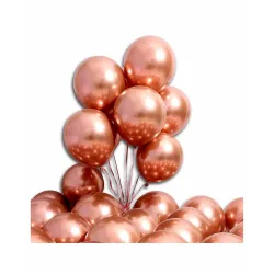 Niku Pack of 25 Rose Gold Metallic Chrome Balloons with ribbon | Birthday Anniversary Party Decoration Item