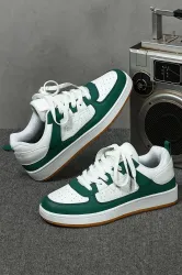 Nilatin  Mens White & Green Low-Top Sneakers (Green , 6)