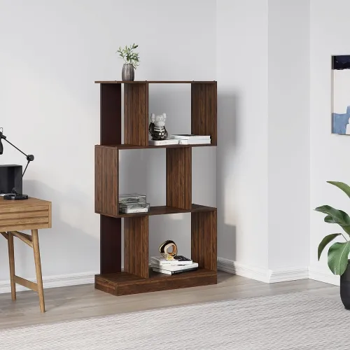 Image of Nilkamal Checkers 3 Tier Engineered Wood Open Book Case with 6 Shelves