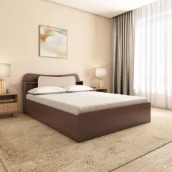 Nilkamal Daffodil Wooden Queen Bed with Box Storage | Designer Headboard with Storage | Engineered Wood | 1 Year Warrant