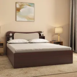 Nilkamal Daffodil Wooden Queen Bed with Box Storage Designer Headboard with Storage