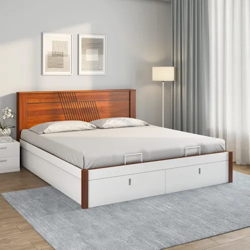 Image of Nilkamal Electra Premier with Storage 1 Year Warranty Engineered Wood Queen Hydraulic Bed 