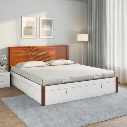 Nilkamal Electra Premier with Storage | 1 Year Warranty Engineered Wood Queen Hydraulic Bed (Finish Color - White, Delivery Condition - Knock Down)