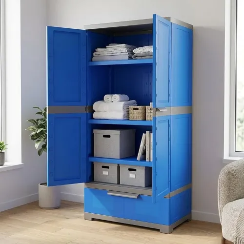 Image of Nilkamal Freedom FMDR1BE Plastic Storage Wardrobe with 1 Bottom Drawer 