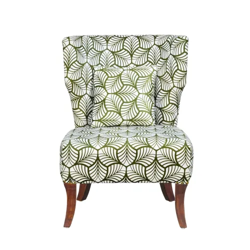 Image of Nilkamal Leafy Fabric Lounge Chair (Green & White)