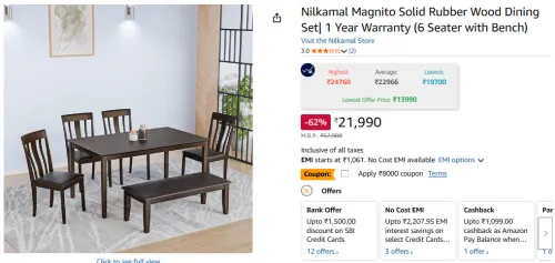 Image of Nilkamal Magnito 6-Seater Dining Set