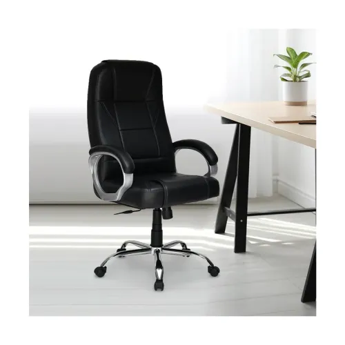 Image of Nilkamal Mega High Back Office Chair Leatherette Ergonomic Office Chair with Adjustable Height and Padded Armrest - Blac
