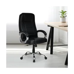 Nilkamal Mega High Back Office Chair Leatherette Ergonomic Office Chair with Adjustable Height and Padded Armrest - Blac