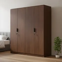 Nilkamal Milford 4 Door Wooden Wardrobe for Bedroom | 3 Year Warranty