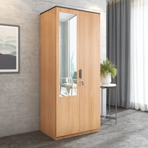 Image of Nilkamal Milford Neo 2 Door Wardrobe with Mirror Engineered Wood Almirah | 1 Year Warranty | Urban Teak