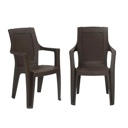 Image of Nilkamal Mystique Plastic Chair with Armrest | Set of 2 | 3 Year Warranty 