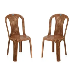 Nilkamal Plastic Chair for Living room |Set of 2 | 3 Year Warranty | For Home, Living Room, Outdoor | Pear Wood Colour | CHR4002