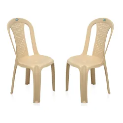 Nilkamal Plastic Chair for Living room |Set of 2 | 3 Year Warranty | For Home, Living Room, Outdoor | Marble Beige Colour | CHR4002