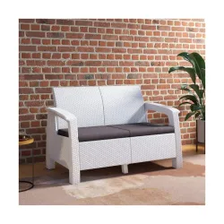 Nilkamal Plastic Goa 2 Seater Balcony Sofa With Cushion | Indoor & Outdoor Furniture | Patio Chair Two Seater | Gardens 