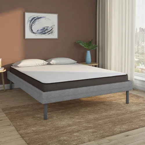 Image of Nilkamal Sleep King Size Velvette Upholstered Bed with Lite Dual Comfort