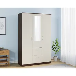 Nilkamal Mozart 3-Door Wooden Wardrobe with Mirror