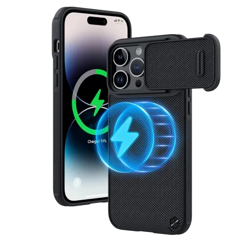 Image of Nillkin Magnetic Case for iPhone 14 Pro with Camera Cover, Compatible with MagSafe, CamShield Nylon Fiber 14 Pro 5G Car 