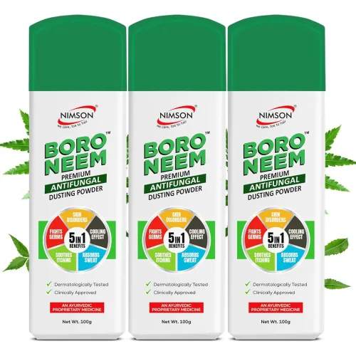 Image of Nimson Boro Neem Premium Antifungal Dusting Powder 100g (Pack of 3)
