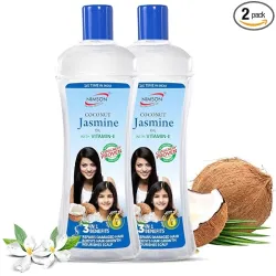 Nimson Coconut Jasmine Hair Oil with Vitamin E | For Shiny, Long Hair | Non-Sticky & Nourishing | 180ml x 2