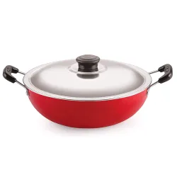 Nirlon 22cm Non-Stick Deep Fry Kadai with Lid