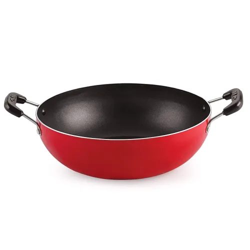 Image of Nirlon 25cm Non-Stick Kadhai Wok Pan (2.5L, Red)