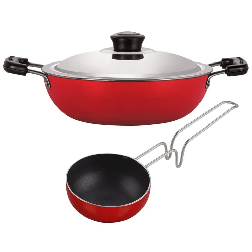 Image of Nirlon 2-Piece Non-Stick Cookware Set (Kadhai & Vagariya)