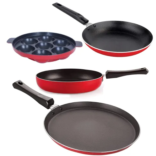 Image of Nirlon 3 Layer Non-Stick Aluminium Cookware 4Pcs Set