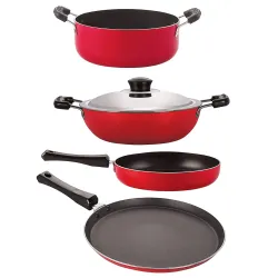 Nirlon Odor Free 3 Layer Non Stick Coating Cookware Gift Item Set of 4 Pieces with Bakelite Handle (FT13_FP11_DKD(M)_CS2